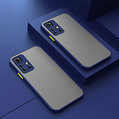Coque Rebord Contour Silicone et Vitre Transparente Housse Etui P01 pour Xiaomi Redmi Note 11 5G Bleu