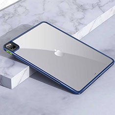 Coque Rebord Contour Silicone et Vitre Transparente Housse Etui pour Apple iPad Pro 12.9 (2021) Bleu