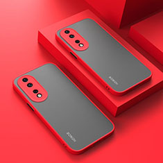 Coque Rebord Contour Silicone et Vitre Transparente Housse Etui pour Huawei Honor 90 5G Rouge