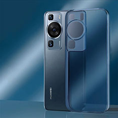 Coque Rebord Contour Silicone et Vitre Transparente Housse Etui pour Huawei P60 Bleu