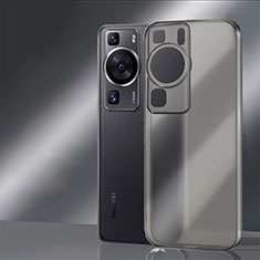 Coque Rebord Contour Silicone et Vitre Transparente Housse Etui pour Huawei P60 Gris Fonce