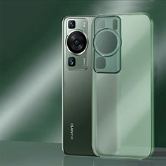Coque Rebord Contour Silicone et Vitre Transparente Housse Etui pour Huawei P60 Pro Vert