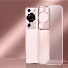 Coque Rebord Contour Silicone et Vitre Transparente Housse Etui pour Huawei P60 Rose