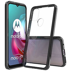 Coque Rebord Contour Silicone et Vitre Transparente Housse Etui pour Motorola Moto G10 Noir
