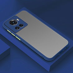 Coque Rebord Contour Silicone et Vitre Transparente Housse Etui pour OnePlus 10R 5G Bleu