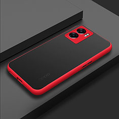 Coque Rebord Contour Silicone et Vitre Transparente Housse Etui pour Oppo A56S 5G Rouge