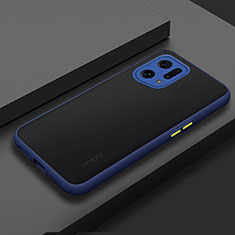 Coque Rebord Contour Silicone et Vitre Transparente Housse Etui pour Oppo Find X5 Pro 5G Bleu
