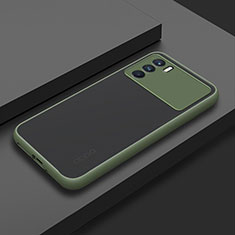 Coque Rebord Contour Silicone et Vitre Transparente Housse Etui pour Oppo K9 Pro 5G Vert Armee