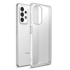 Coque Rebord Contour Silicone et Vitre Transparente Housse Etui pour Samsung Galaxy A23 5G Blanc Translucide