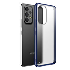 Coque Rebord Contour Silicone et Vitre Transparente Housse Etui pour Samsung Galaxy A53 5G Bleu
