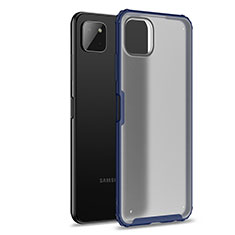 Coque Rebord Contour Silicone et Vitre Transparente Housse Etui pour Samsung Galaxy F42 5G Bleu