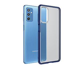 Coque Rebord Contour Silicone et Vitre Transparente Housse Etui pour Samsung Galaxy M52 5G Bleu