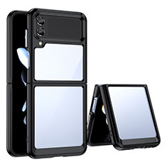 Coque Rebord Contour Silicone et Vitre Transparente Housse Etui pour Samsung Galaxy Z Flip3 5G Noir
