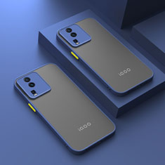 Coque Rebord Contour Silicone et Vitre Transparente Housse Etui pour Vivo iQOO Neo7 5G Bleu