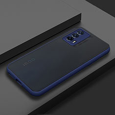 Coque Rebord Contour Silicone et Vitre Transparente Housse Etui pour Vivo iQOO Z5 5G Bleu