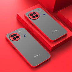 Coque Rebord Contour Silicone et Vitre Transparente Housse Etui pour Vivo X90 5G Rouge