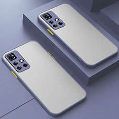 Coque Rebord Contour Silicone et Vitre Transparente Housse Etui pour Xiaomi Redmi Note 11 Pro+ Plus 5G Gris Lavende