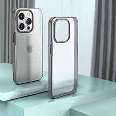 Coque Rebord Contour Silicone et Vitre Transparente Housse Etui QC1 pour Apple iPhone 14 Pro Max Gris Fonce