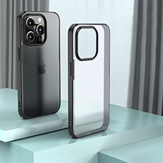 Coque Rebord Contour Silicone et Vitre Transparente Housse Etui QC1 pour Apple iPhone 14 Pro Max Noir