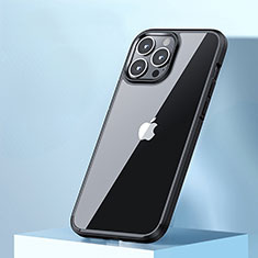 Coque Rebord Contour Silicone et Vitre Transparente Housse Etui QC3 pour Apple iPhone 15 Pro Noir