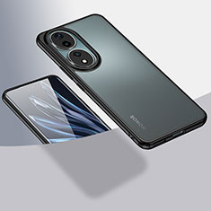 Coque Rebord Contour Silicone et Vitre Transparente Housse Etui W01L pour Huawei Honor 90 5G Noir
