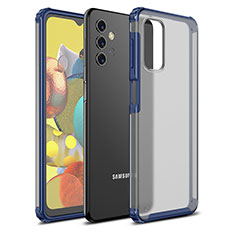 Coque Rebord Contour Silicone et Vitre Transparente Housse Etui WL1 pour Samsung Galaxy M32 5G Bleu