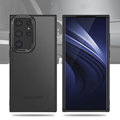 Coque Rebord Contour Silicone et Vitre Transparente Housse Etui WL1 pour Samsung Galaxy S22 Ultra 5G Noir
