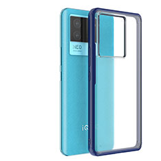 Coque Rebord Contour Silicone et Vitre Transparente Housse Etui WL1 pour Vivo iQOO Neo6 5G Bleu