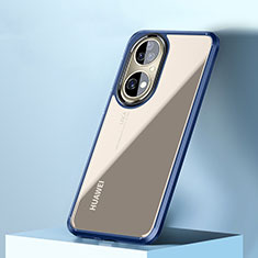 Coque Rebord Contour Silicone et Vitre Transparente Housse Etui WL2 pour Huawei P50 Pro Bleu