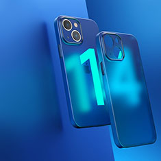 Coque Rebord Contour Silicone et Vitre Transparente Housse Etui WT1 pour Apple iPhone 14 Bleu