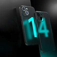 Coque Rebord Contour Silicone et Vitre Transparente Housse Etui WT1 pour Apple iPhone 14 Noir