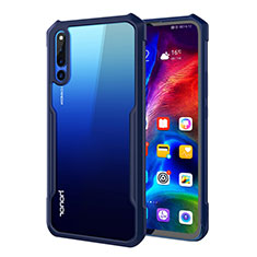 Coque Rebord Contour Silicone et Vitre Transparente Miroir Housse Etui A01 pour Huawei Honor Magic 2 Bleu