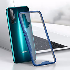 Coque Rebord Contour Silicone et Vitre Transparente Miroir Housse Etui H01 pour Huawei Honor 20 Bleu