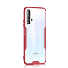 Coque Rebord Contour Silicone et Vitre Transparente Miroir Housse Etui H01 pour Huawei Honor 20 Rouge