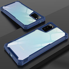 Coque Rebord Contour Silicone et Vitre Transparente Miroir Housse Etui H01 pour Huawei Honor V30 5G Bleu