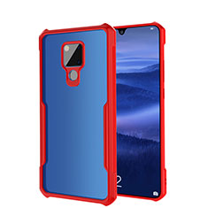 Coque Rebord Contour Silicone et Vitre Transparente Miroir Housse Etui H01 pour Huawei Mate 20 X 5G Rouge