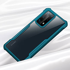 Coque Rebord Contour Silicone et Vitre Transparente Miroir Housse Etui H01 pour Huawei P40 Pro+ Plus Cyan