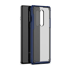 Coque Rebord Contour Silicone et Vitre Transparente Miroir Housse Etui H01 pour OnePlus 8 Bleu