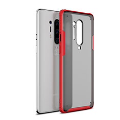 Coque Rebord Contour Silicone et Vitre Transparente Miroir Housse Etui H01 pour OnePlus 8 Pro Rouge
