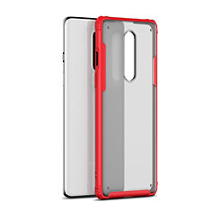 Coque Rebord Contour Silicone et Vitre Transparente Miroir Housse Etui H01 pour OnePlus 8 Rouge