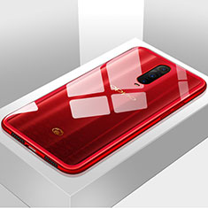 Coque Rebord Contour Silicone et Vitre Transparente Miroir Housse Etui H01 pour Oppo RX17 Pro Rouge