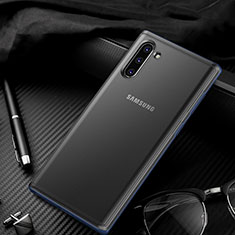 Coque Rebord Contour Silicone et Vitre Transparente Miroir Housse Etui H01 pour Samsung Galaxy Note 10 Plus Bleu