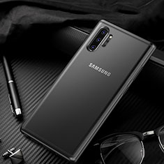 Coque Rebord Contour Silicone et Vitre Transparente Miroir Housse Etui H01 pour Samsung Galaxy Note 10 Plus Noir