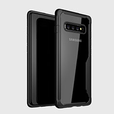Coque Rebord Contour Silicone et Vitre Transparente Miroir Housse Etui H01 pour Samsung Galaxy S10 Noir