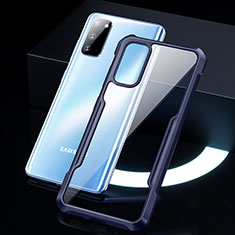 Coque Rebord Contour Silicone et Vitre Transparente Miroir Housse Etui H01 pour Samsung Galaxy S20 5G Bleu
