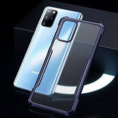 Coque Rebord Contour Silicone et Vitre Transparente Miroir Housse Etui H01 pour Samsung Galaxy S20 Plus 5G Bleu