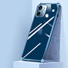 Coque Rebord Contour Silicone et Vitre Transparente Miroir Housse Etui H02 pour Apple iPhone 12 Bleu