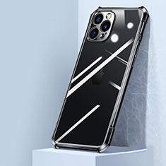 Coque Rebord Contour Silicone et Vitre Transparente Miroir Housse Etui H02 pour Apple iPhone 12 Pro Max Noir