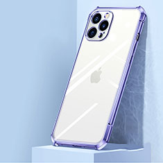 Coque Rebord Contour Silicone et Vitre Transparente Miroir Housse Etui H02 pour Apple iPhone 12 Pro Max Violet Clair