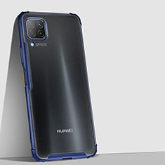 Coque Rebord Contour Silicone et Vitre Transparente Miroir Housse Etui H02 pour Huawei P40 Lite Bleu